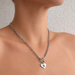 Collar inicial corazón plata